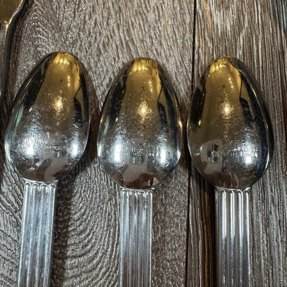 Lot of 13 IKEA Strateg Knives Spoons Forks Flatware Ribbed Ehlen Johansson 1990s